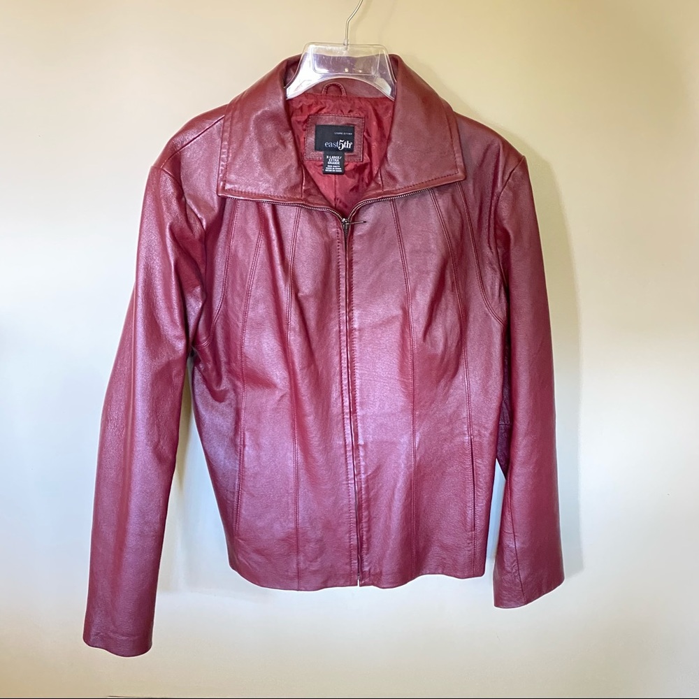 East 5th Burgundy Red Leather Jacket